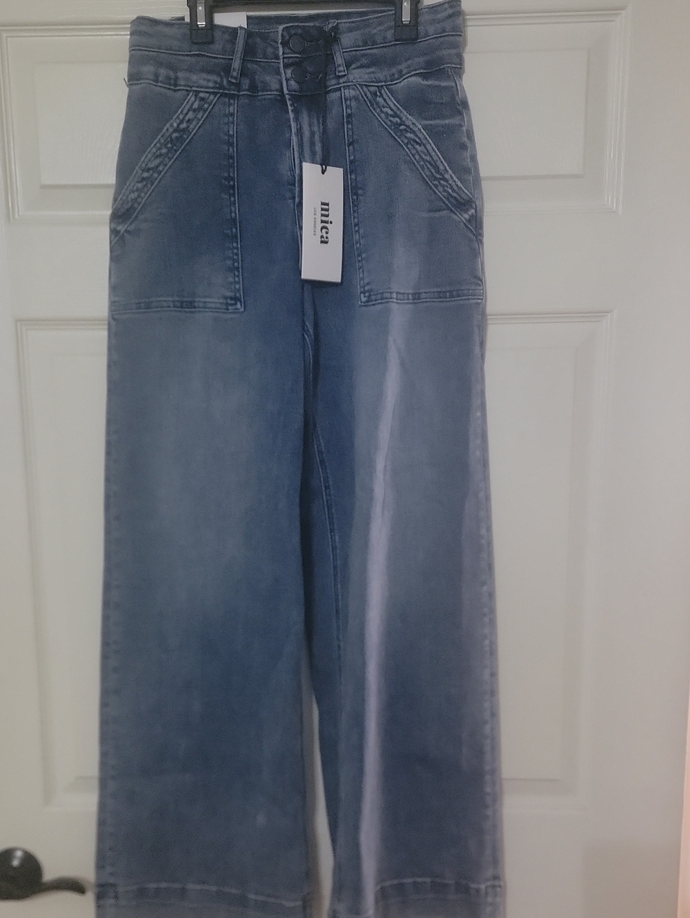 Mica High-Rise Wide-Leg Flare Jeans in Washed Blue